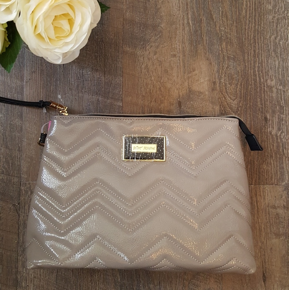 Betsey Johnson Taupe Clutch/Cosmo Bag NWT